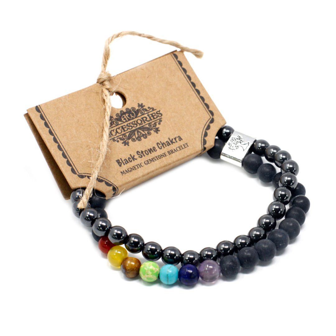 Dual Gemstone Bracelet - Black Stone Chakra