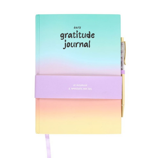 Multicoloured Gratitude Journal with Amethyst Pen