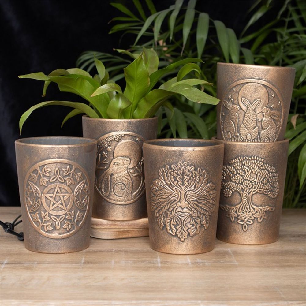 Bronze Terracotta Plant Pot - Tree of Life