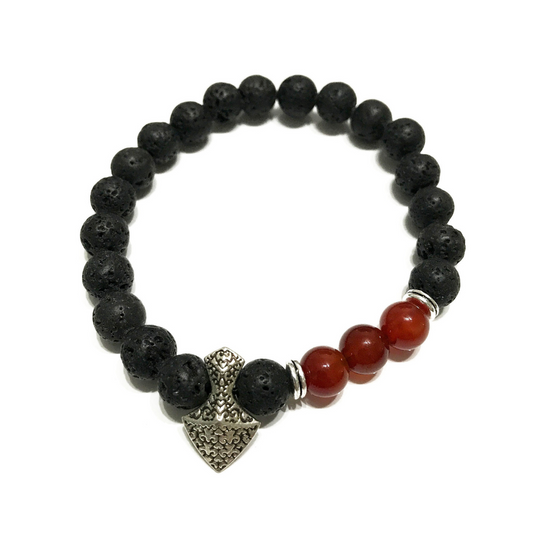 Lava Stone Bracelet - Axe head Carnelian