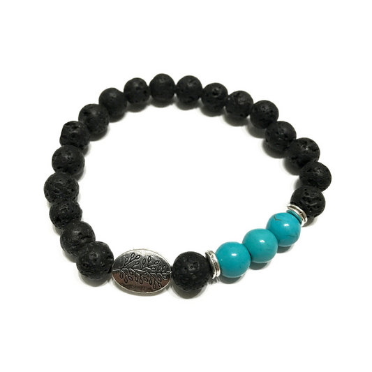Lava Stone Bracelet - Leaf Turquoise