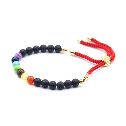 18K Gold Plated Gemstone Royal String Bracelet - Lava Stone Chakra