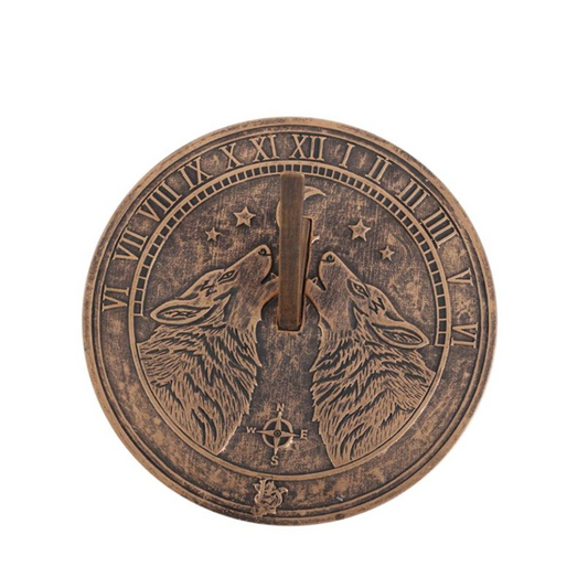 Terracotta Sundial - Howling Wolves