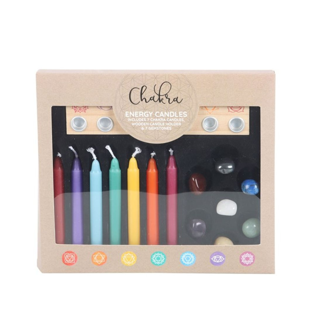 Chakra Energy Candle and Crystal Gift Set