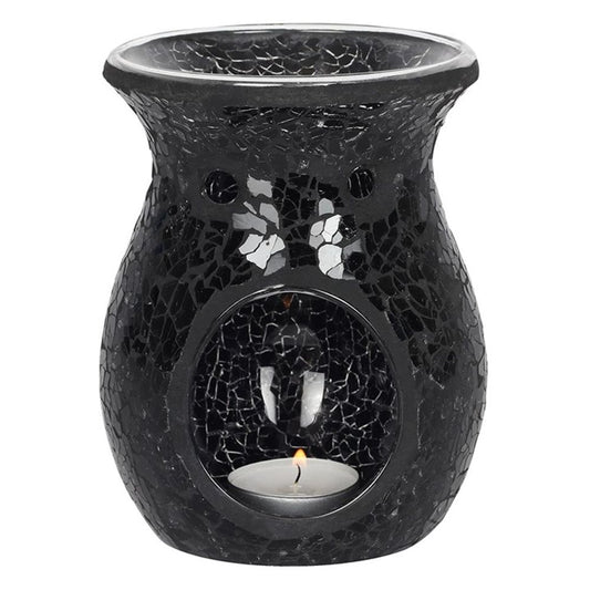 Oil and Wax Burner - Large Black Crackle